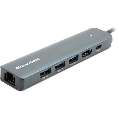 Концентратор Blueendless USB-C 6-in-1 3xUSB 3.0 + HDMI + RJ45 + USB-C PD100W (CA913909)