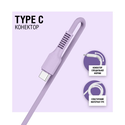 Дата кабель USB 2.0 AM to Type-C 1.2m AL-CBCOLOR-T1BK Purple ACCLAB (1283126518270)