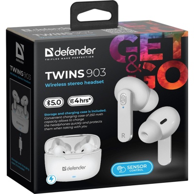 Наушники Defender Twins 903 TWS White (63903)