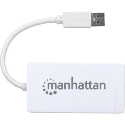 Концентратор Intracom Manhattan Pocket Hub 3-port USB3.0 + RJ45 Gigabit Ethernet White (507578)