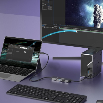 Концентратор J5create USB-C + USB A to 2xUSB + USB-C switch hub (JCH462-N)