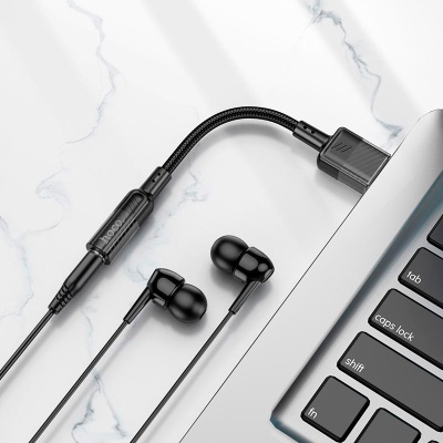 Звукова плата HOCO LS37 Spirit transparent USB to 3.5mm Black (6942007612562)