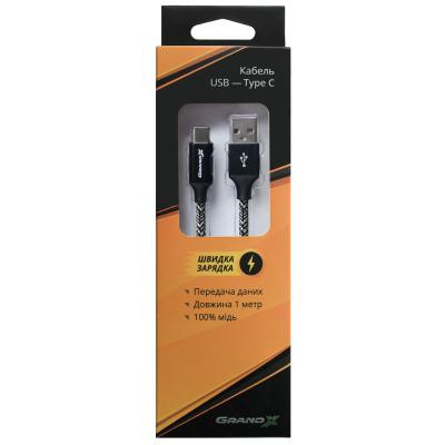 Дата кабель USB 2.0 AM to Type-C 1.0m Black/Black Grand-X (FC06BB)