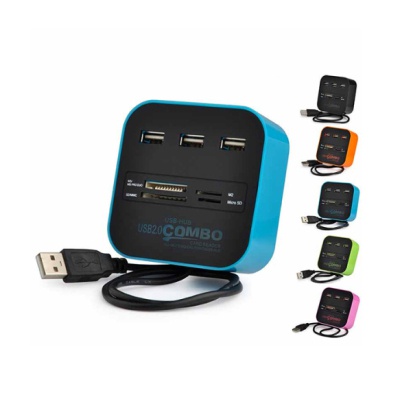 Концентратор Voltronic USB 2.0 to 3xUSB 2.0 + SD/MMC/TF/M2 blue/black (CUB3-Bl)