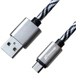 Дата кабель USB 2.0 AM to Micro 5P 1.0m Cu, 1.5A, White/Black Grand-X (FM05WB)