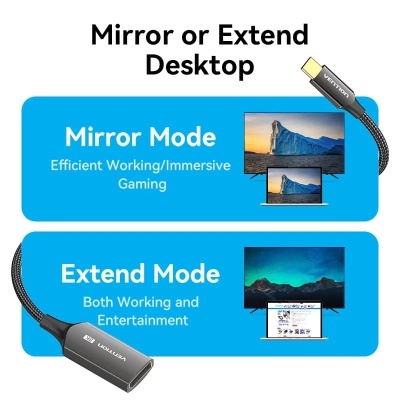 Кабель мультимедійний USB-C to DisplayPort M 0.25m 8K black Vention (CRGBC)