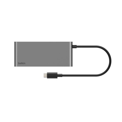 Концентратор Belkin USB-C 7-in-1 2xUSB 3.0 + USB-C + PD + HDMI 2.0 4K60Hz + SD/TF gray (AVC023HQSGY)