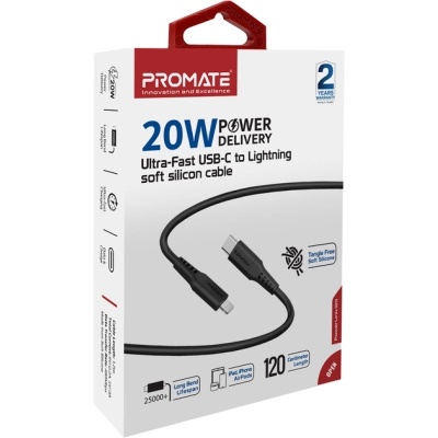Дата кабель USB-C to Lightning powerlink-120.black Promate (powerlink-120.black)