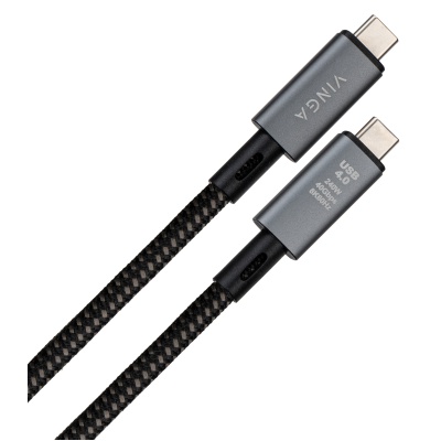 Дата кабель USB-C to USB-C 0.8m USB4 240W 40GBps 8K60Hz Nylon Vinga (VCPDCU4)