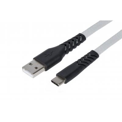 Дата кабель USB 2.0 AM to Type-C 1.0m Flat fabric urban, grey 2E (2E-CCTT-1MGR)