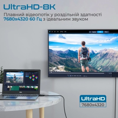 Кабель мультимедійний DisplayPort to DisplayPort 1.2m v1.4 black Promate (dplink-120.black)
