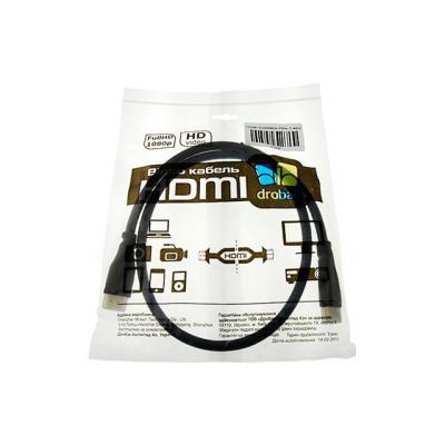 Кабель мультимедийный HDMI на HDMI, 0.75м Drobak (212647)