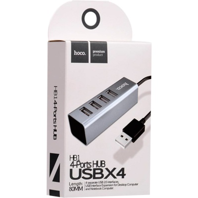 Концентратор HOCO USB 2.0 to 4xUSB Line machine HB1 Tarnish (6957531038139)