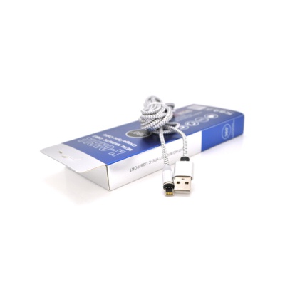 Дата кабель USB 2.0 to Lightning 2.0m 2A magnetic nylon silver PiPo (18169)