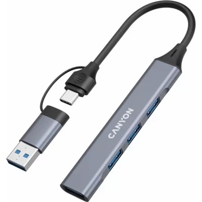 Концентратор Canyon hub DS-02 4in1 USB-A/C Grey (CNS-TDS02G)