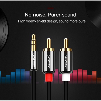 Кабель мультимедійний 3.5mm M to 2xRCA M 5.0m AV116 black UGREEN (10591)