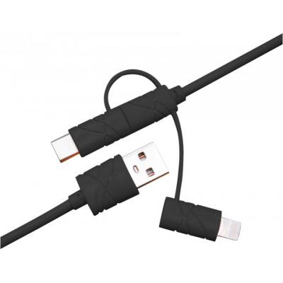 Дата кабель USB 2.0 AM to Lightning + Micro 5P + Type-C 1.2m black XoKo (SC-310-BK)