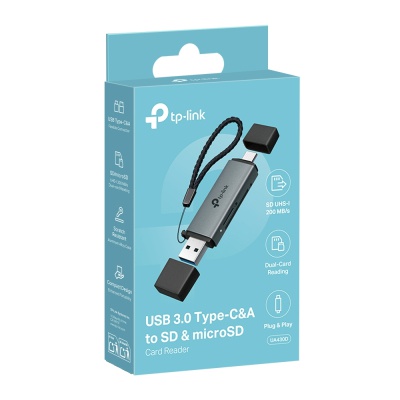Зчитувач флеш-карт TP-Link USB-C + USB 2.0 SD + TF silver (UA430D)