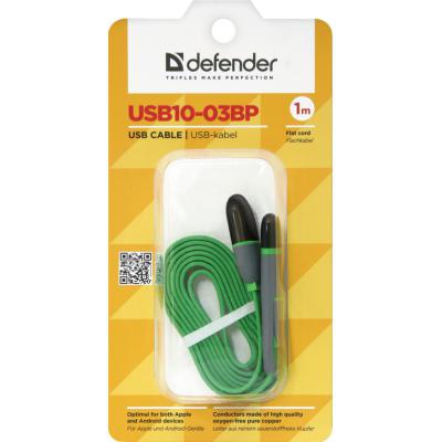Дата кабель USB10-03BP USB - Micro USB/Lightning, green, 1m Defender (87489)