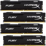 Модуль памяти DDR4 16GB (4x4GB) 2400 MHz Fury Blac Kingston (HX424C15FBK4/16)