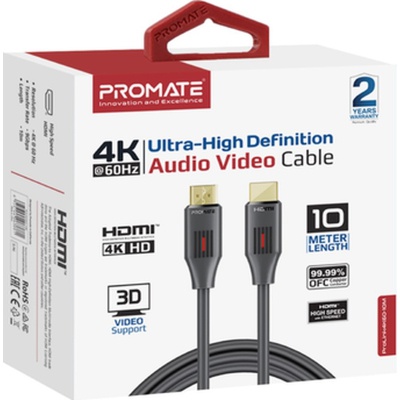 Кабель мультимедійний HDMI to HDMI 10.0m v2.0 black Promate (prolink4k60-10m)