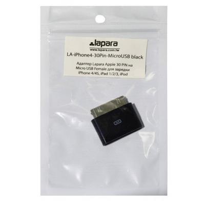 Переходник Apple 30 PIN to Micro USB F Lapara (LA-iPhone4-30Pin-MicroUSB black)