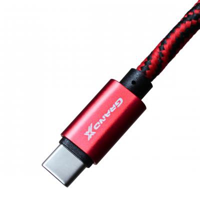 Дата кабель Grand-X USB - Type C, Cu, 1.5A, Red/Black, 1m (FC05RB)