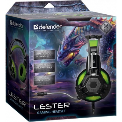 Навушники Defender Lester Black-Green (64543)