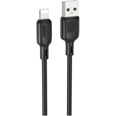 Дата кабель USB 2.0 AM to Lightning 1.0m Lenny silicone BX113 black BOROFONE (6941991115394)