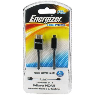 Кабель мультимедийный HDMI A to HDMI D (micro), 1.5m Energizer (LCAEHHAD2)