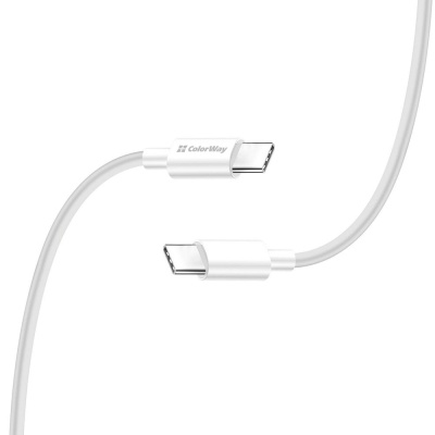 Дата кабель USB-C to USB-C 1.0m 5A 100W white ColorWay (CW-CBPDCC058-WT)