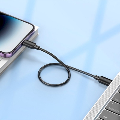 Дата кабель USB-C to Lightning 0.25m Hyper PD X96 black HOCO (6942007609364)