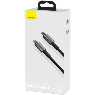 Дата кабель USB-C to Lightning 2.0m Tungsten Gold Fast Charging, PD 20W black Baseus (CATLWJ-A01)