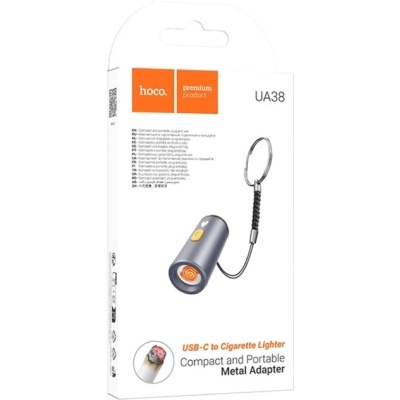 Перехідник USB-C to cigarette lighter adapter Gray HOCO (6942007647694)