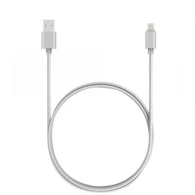 Дата кабель USB 2.0 AM to Lightning 1m nylon silver Vinga (VCPDCLNB1S)