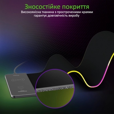 Килимок для мишки Vertux RaftPad-Qi з бездротовою зарядкою 15 Вт Black (raftpad-qi.black)