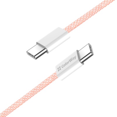 Дата кабель USB-C to USB-C 1.0m 60W 3.0А pink ColorWay (CW-CBPDCC061-P)