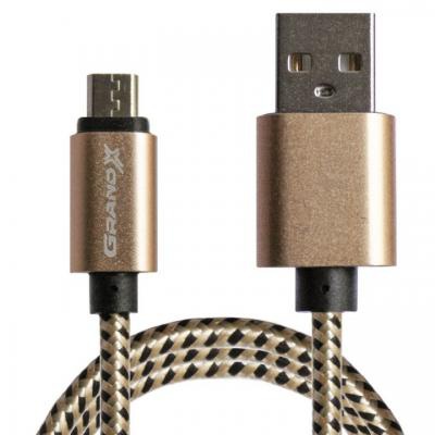 Дата кабель Grand-X USB - Micro USB, Cu, 2.1A, Yellow/Gold, 1m (FM01YG)