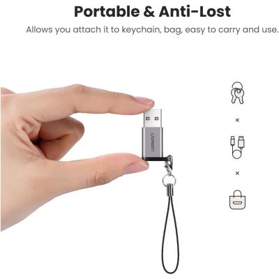 Перехідник USB 3.0 AM to USB-C F gray UGREEN (50533)