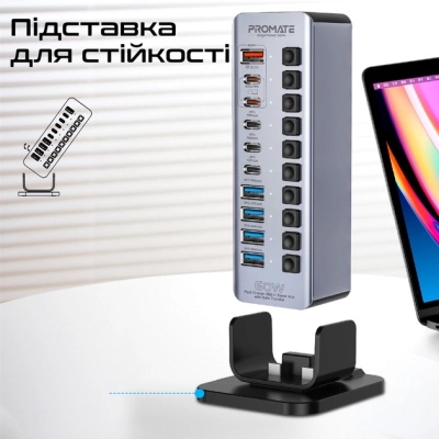 Концентратор Promate USB-C 14-in-1 Promate gegatower-60w (gegatower-60w)