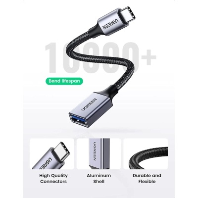 Перехідник OTG USB 3.0 AF to USB-C 0.1m US378 black UGREEN (70889)