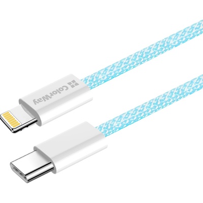 Дата кабель USB-C to Lightning 1.0m 27W blue ColorWay (CW-CBPDCL061-BL)