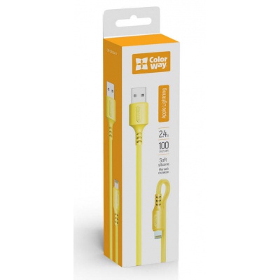 Дата кабель USB 2.0 AM to Lightning 1.0m soft silicone yellow ColorWay (CW-CBUL043-Y)