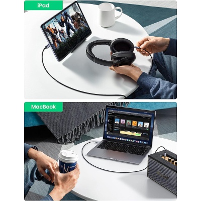 Кабель мультимедійний USB-C to 3.5mm M 1.0m CM450 UGREEN (20192)