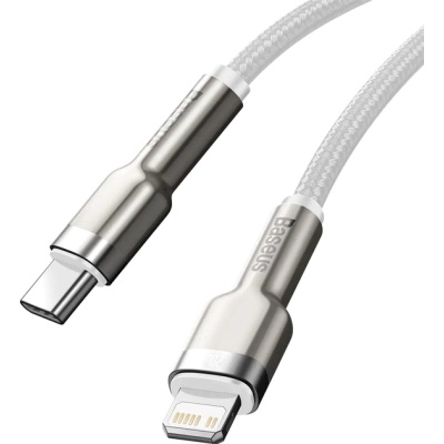Дата кабель USB-C to Lightning 1.0m Cafule Metal PD 20W white Baseus (CATLJK-A02)