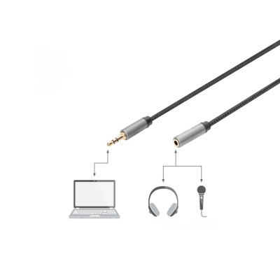 Кабель мультимедійний 3.5mm M to 3.5mm F 3.0m Digitus (DB-510210-030-S)