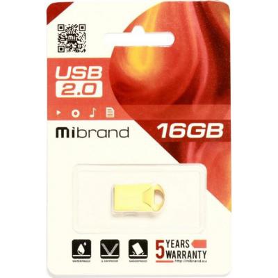 USB флеш накопичувач Mibrand 16GB Hawk Gold USB 2.0 (MI2.0/HA16M1G)