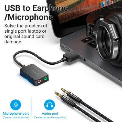 Звукова плата Vention Audio USB 2х3,5 мм jack 0.15m (CDYB0)