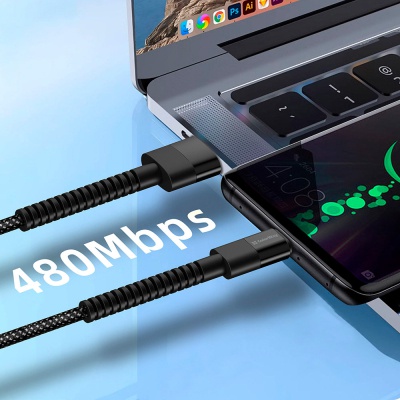 Дата кабель USB 2.0 AM to Type-C 1.0m 2.4А black ColorWay (CW-CBUC063-BK)