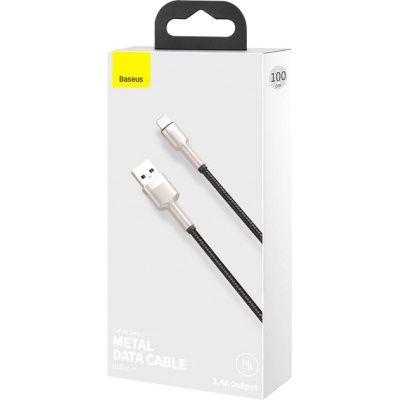 Дата кабель USB 2.0 AM to Lightning 1.0m Cafule Metal 2.4A black Baseus (CALJK-A01)